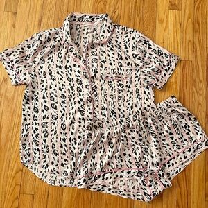 Victoria's Secret Animal Print Pajama set with Pink Stripes